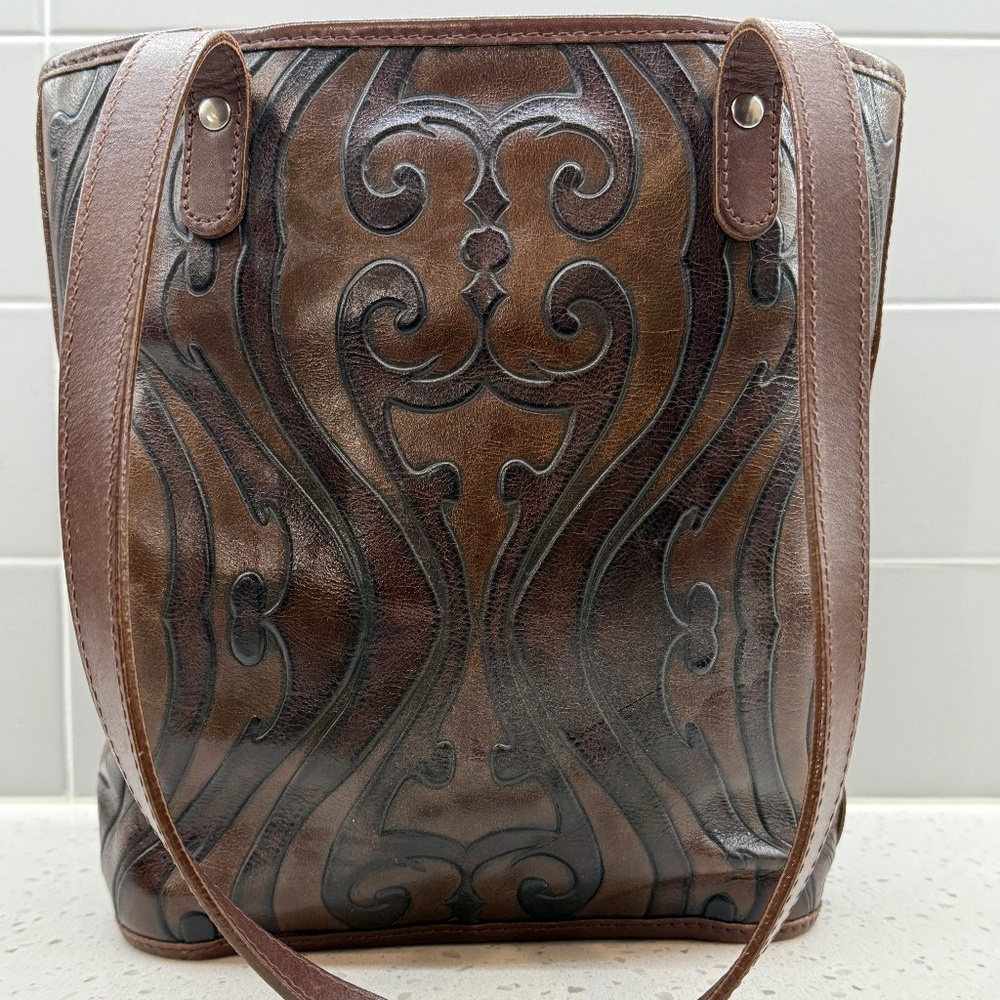 King Ranch Tooled Leather Handbag